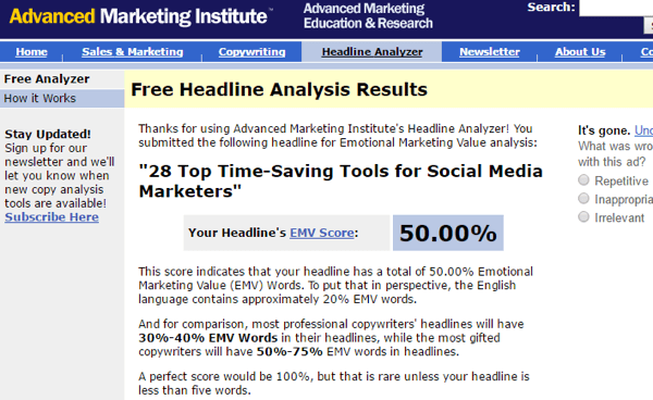 analizador de titulares del instituto de marketing avanzado