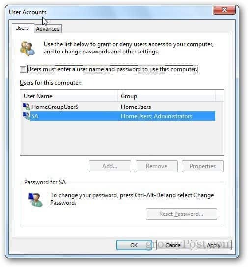 Iniciar sesión en Windows 7 automáticamente 1