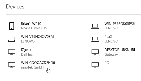 Dispositivos de cuenta de Microsoft