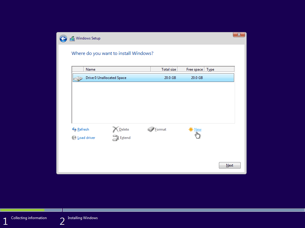07 Crear una nueva partición desde el espacio no asignado 5 Instalación limpia de Windows 10