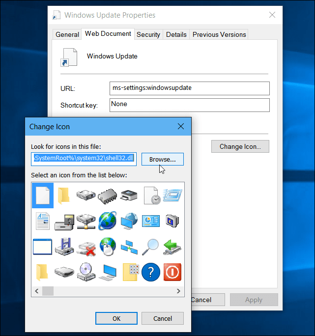 Windows 10: crear un escritorio o iniciar acceso directo para Windows Update
