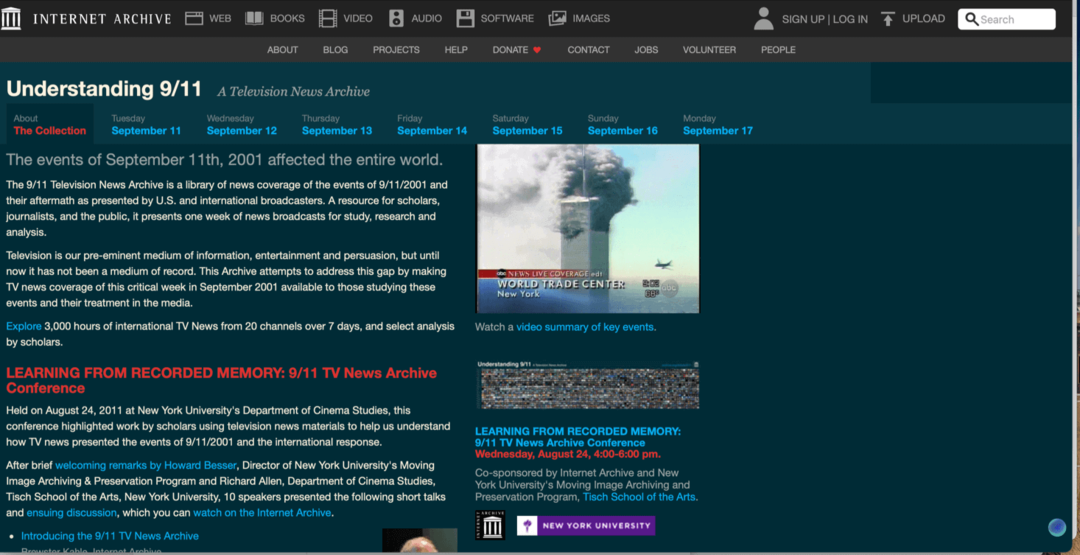 9-11 sección especial Internet Archive