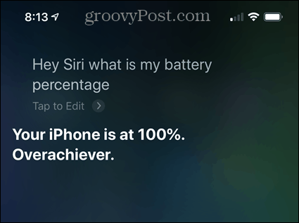 Verifique el porcentaje de batería del iPhone usando Siri
