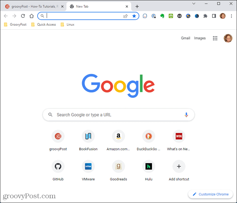 Página predeterminada Nueva pestaña en Chrome