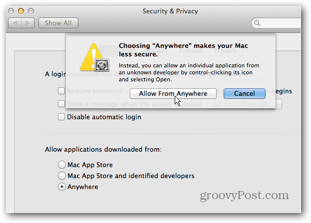 Desactiva la seguridad de OS X Mountain Lion Gatekeeper