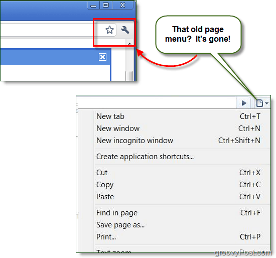 La barra de menú de Google Chrome ahora solo muestra el icono de llave inglesa
