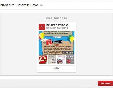 Pinterest sugiere otros tableros