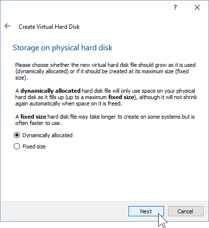 06 Determinar el tipo de almacenamiento para VM (instalación de Windows 10)