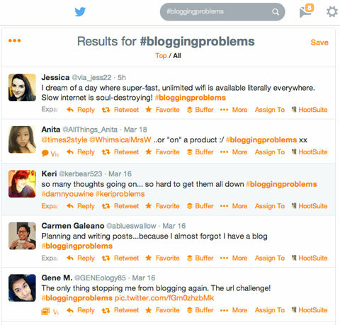 #bloggingproblems búsqueda de hashtag en twitter