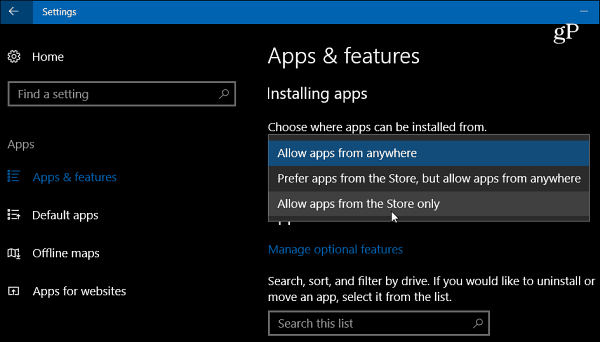 La actualización de Windows 10 Creators obtiene una nueva configuración para instalar aplicaciones de escritorio