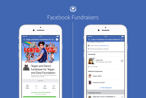 Las páginas de Facebook para marcas y figuras públicas ahora pueden usar los eventos de recaudación de fondos de Facebook para recaudar fondos para causas sin fines de lucro, y las organizaciones sin fines de lucro pueden hacer lo mismo en sus propias páginas.