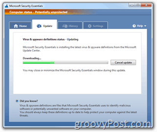 Actualización de firma de Microsoft Security Essentials