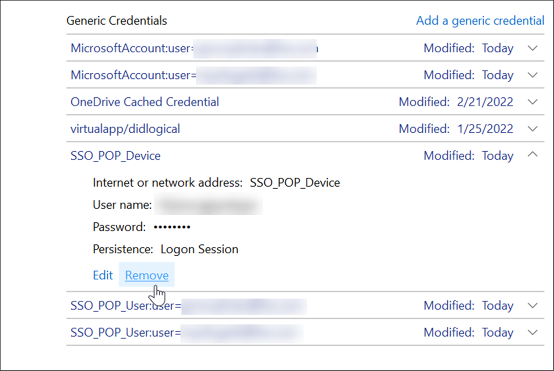 eliminar las credenciales de usuario usar el administrador de credenciales en Windows 11