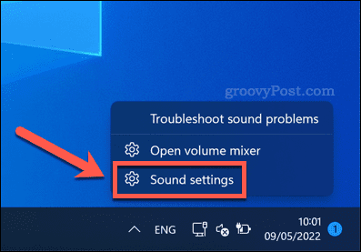 Abra la configuración de sonido en Windows 11