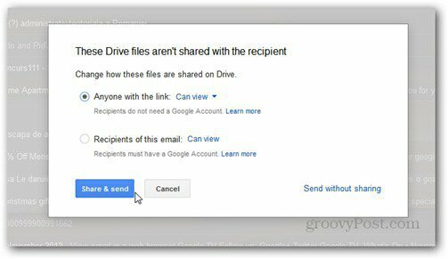 enviar utilizando los derechos de Google Drive