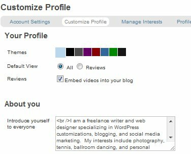 StumbleUpon Personalizar perfil