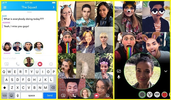 Snapchat presenta el chat de video grupal para hasta 16 personas.