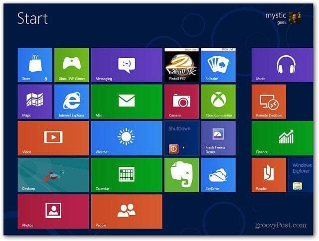 Crear un mosaico de apagado de la pantalla de inicio de Windows 8