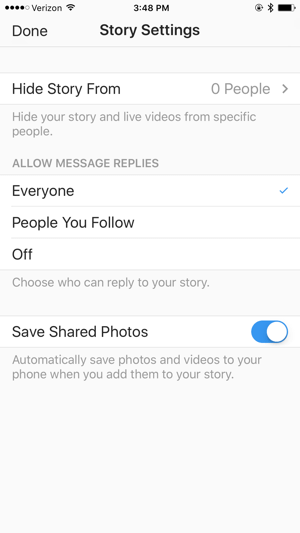 Verifique la configuración de su historia de Instagram antes de publicarla.