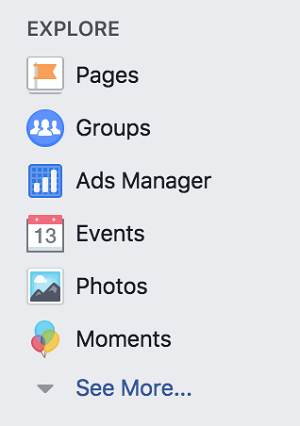 Acceda a Grupos de Facebook desde la sección Explorar de su perfil personal de Facebook.