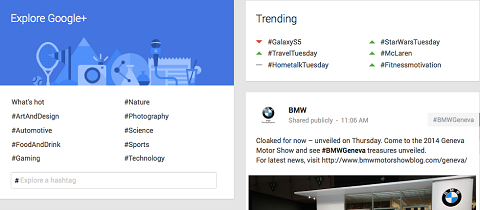 hashtags de tendencias en google +