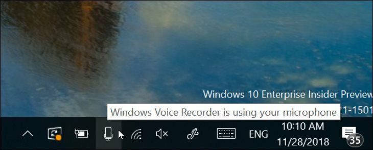 Notificación de nuevo micrófono de Windows 10 19H1