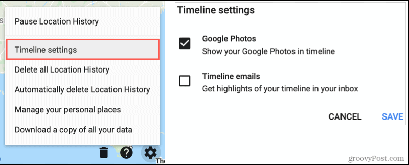 Configuración de la línea de tiempo de Google Maps, mostrar fotos de Google
