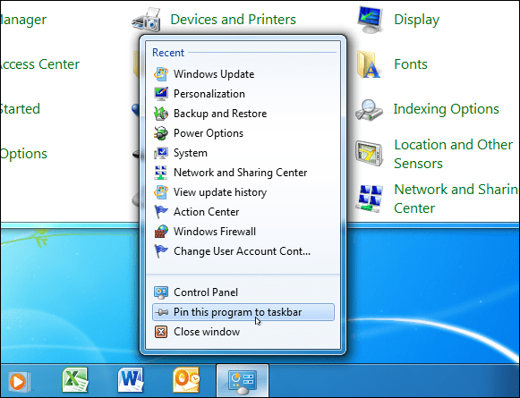 Panel de control de Windows 7
