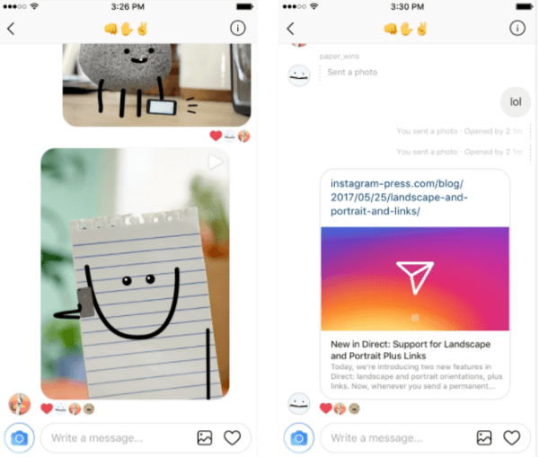  Instagram agregó soporte para enlaces web en Direct y ahora permite a los usuarios seleccionar orientaciones horizontal y vertical para una imagen