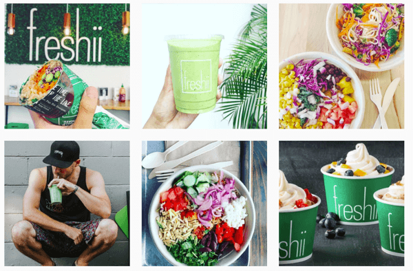 Freshii incorpora su logo en muchas de sus fotos de Instagram.