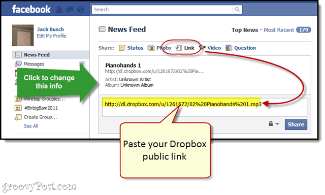 Facebook + Dropbox: transmisión de MP3 gratis en tu muro de Facebook