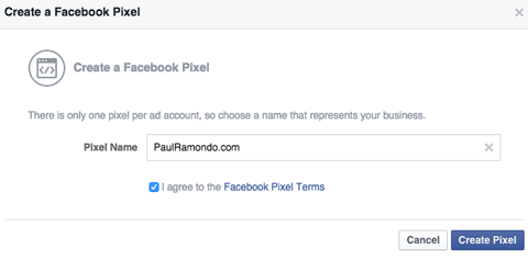 nombrar un píxel de facebook