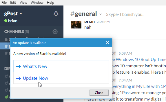 Aplicación de escritorio de Windows Slack actualizada a 2.0.1