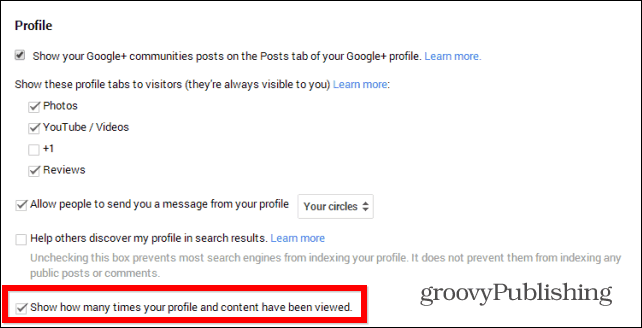 Consejo de Google+: oculte el recuento de vistas de su perfil