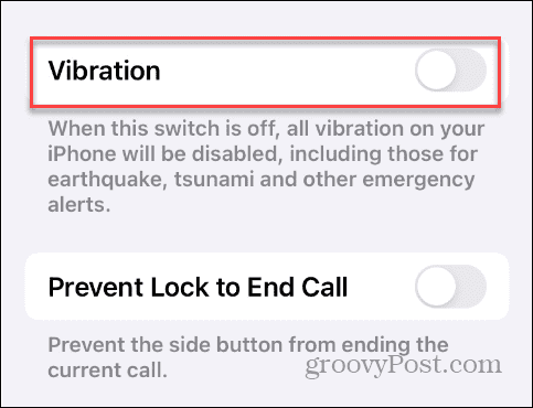 Desactivar la vibración en iPhone