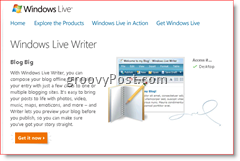 Página de descarga de Windows Live Writer 2008
