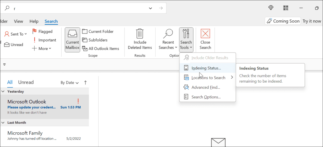 La búsqueda de Outlook de Windows 11 no funciona