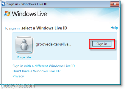 inicie sesión en la barra de Bing con su Windows Live ID
