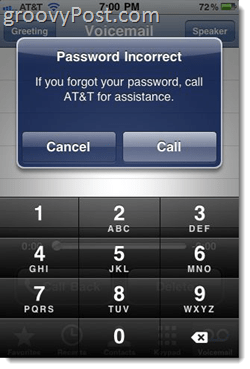 Error de iPhone MEssage "Contraseña incorrecta ingrese la contraseña del correo de voz"