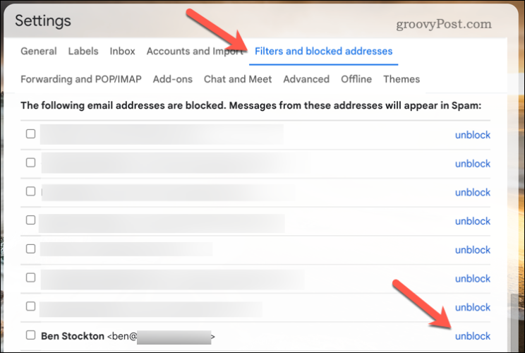 Desbloquear un usuario en Gmail