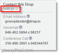 cómo acceder a la configuración de drop.io