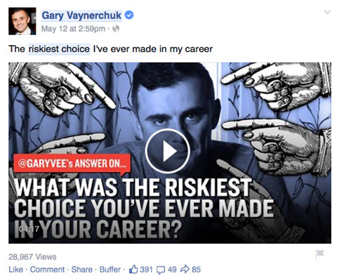 publicación de video de gary vaynerchuk en facebook