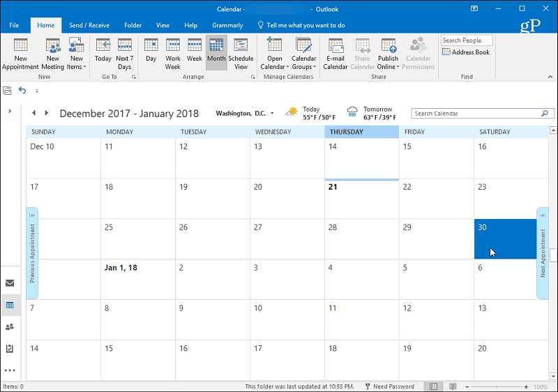 1 calendario de Outlook