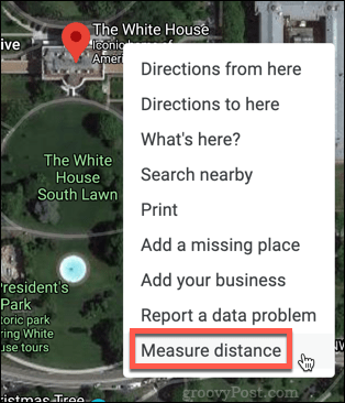 Opción de medición de distancia de Google Maps