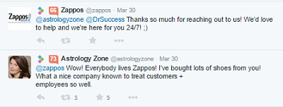 tweet de reputación de zappos