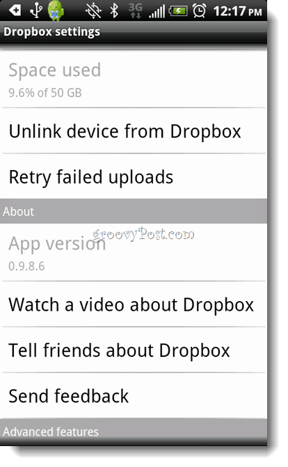 Desinstalar Android Dropbox