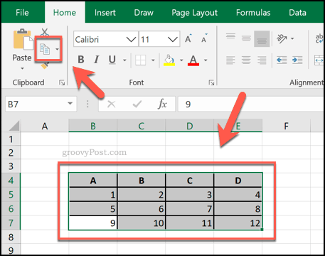 Copiar celdas de Excel como una tabla