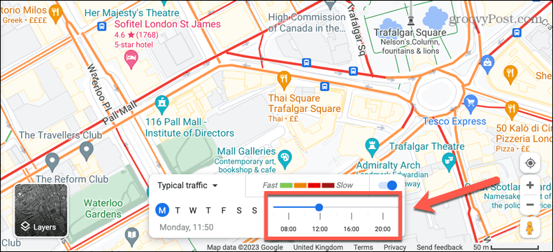 tiempo de tráfico típico de google maps