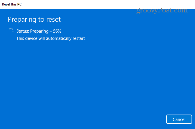 preparándose para reiniciar Windows 11
