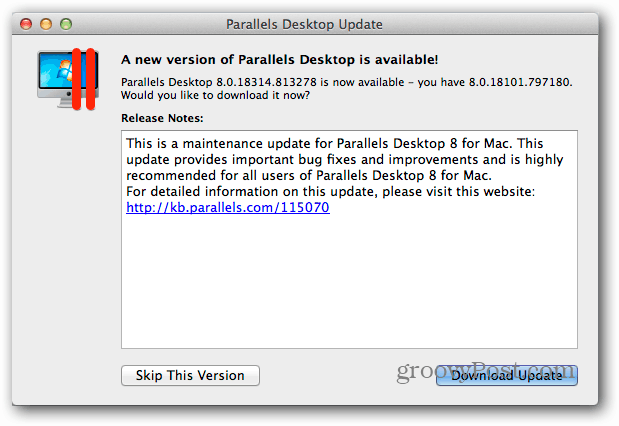Descargar Parallels Desktop Update